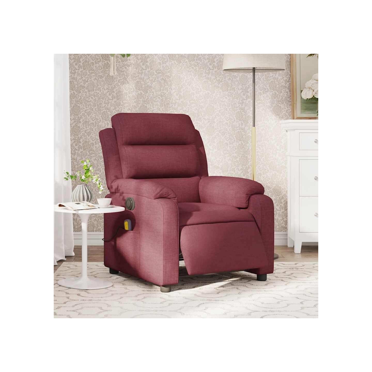 Fauteuil de massage inclinable électrique Rouge bordeaux Tissu