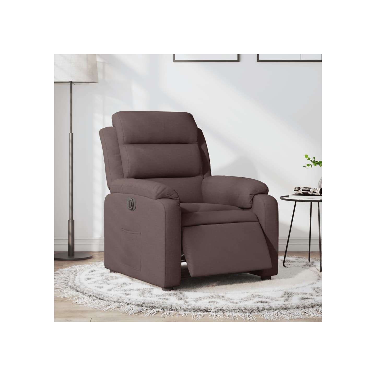 Fauteuil inclinable électrique Marron foncé Tissu
