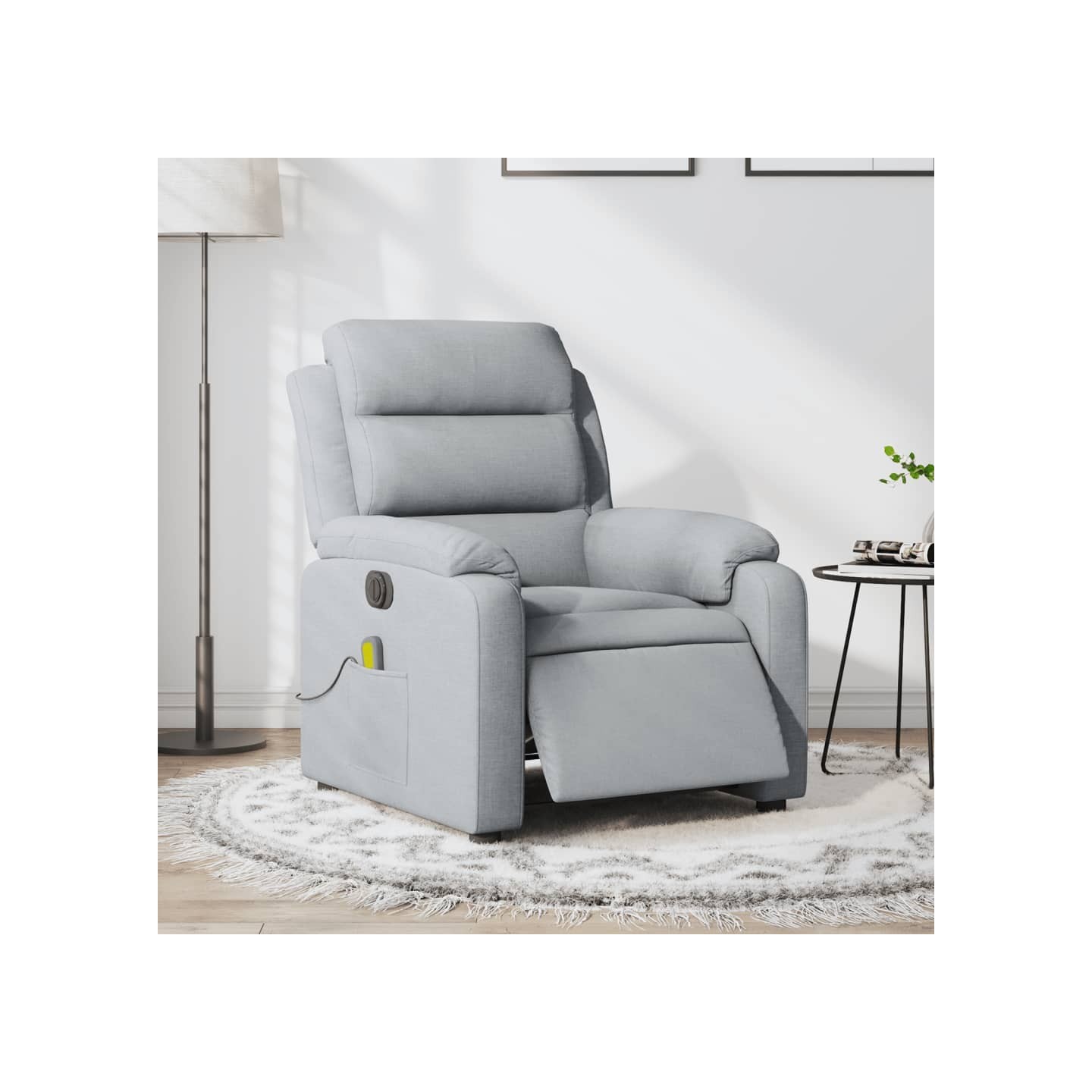 Fauteuil de massage inclinable électrique gris clair tissu