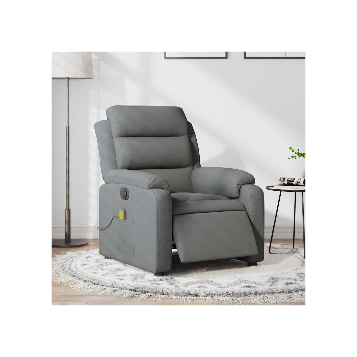 Fauteuil inclinable de massage électrique gris foncé tissu