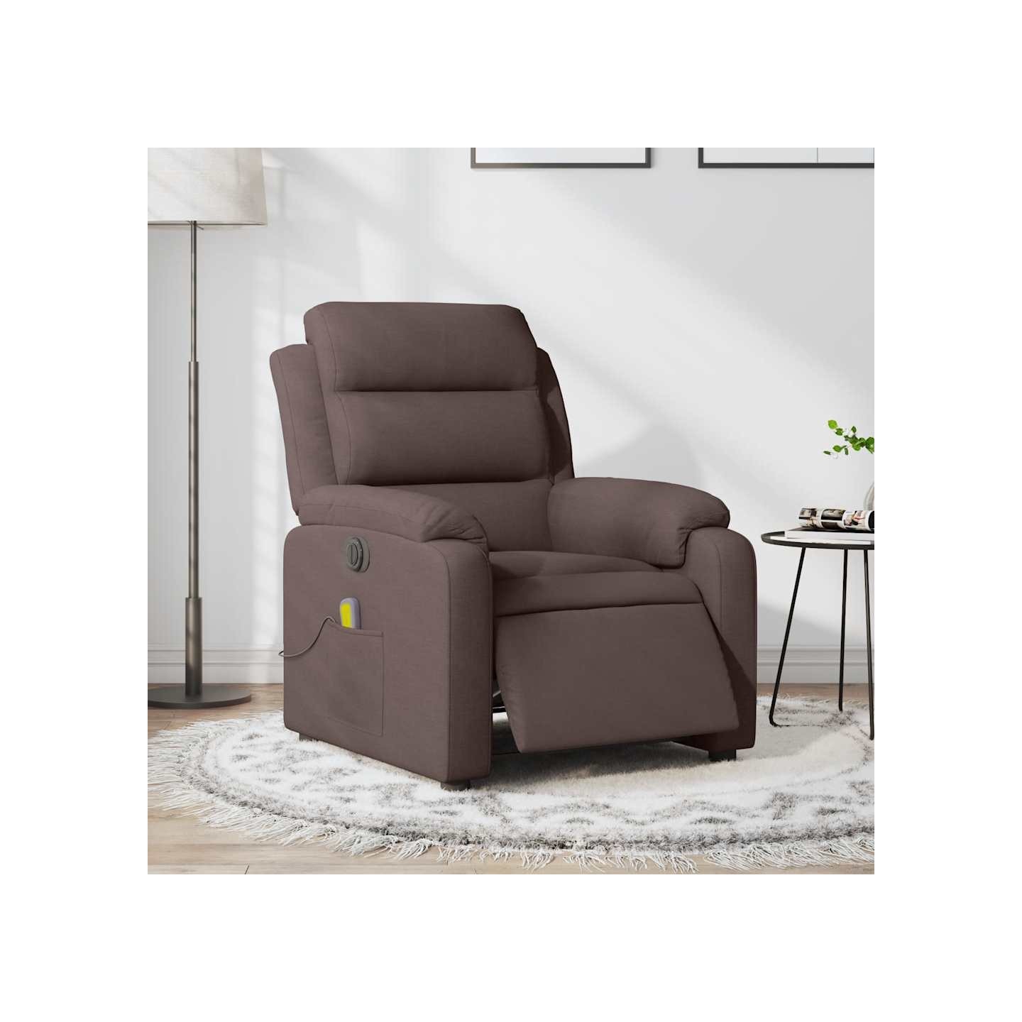 Fauteuil de massage inclinable électrique Marron foncé Tissu