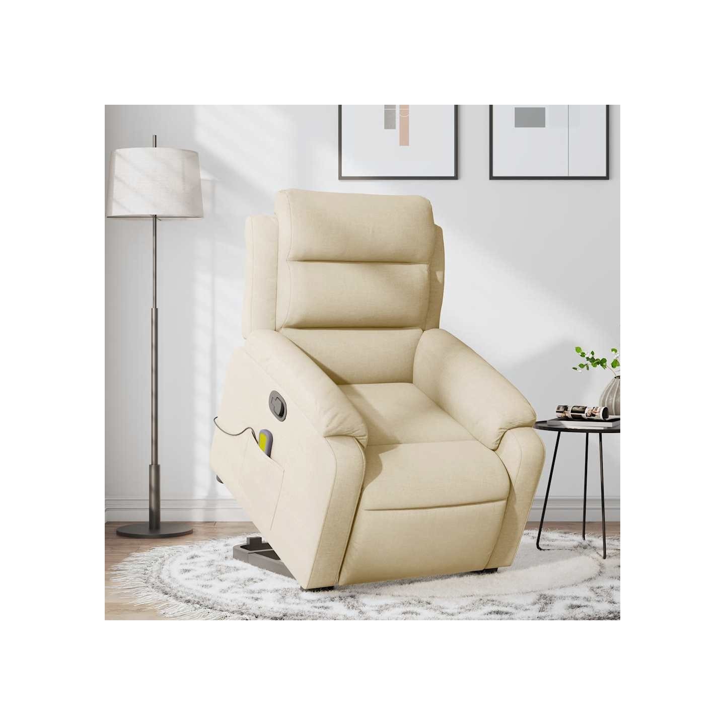 Fauteuil inclinable de massage Crème Tissu