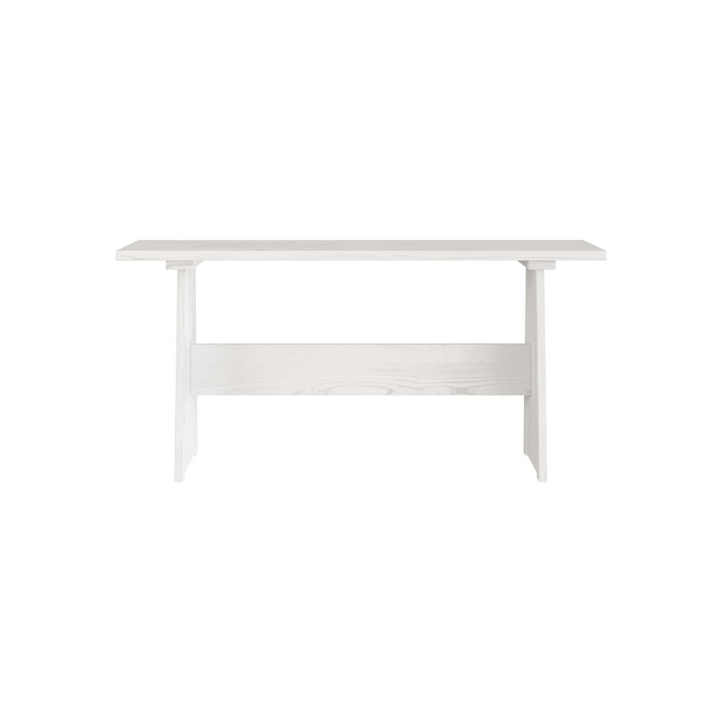 Table à manger avec banc REINE blanc bois de pin solide
