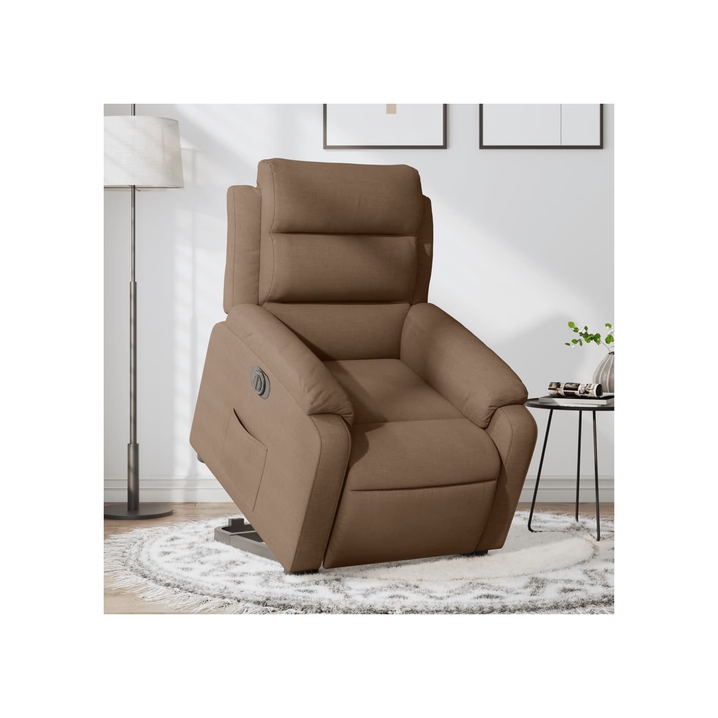 Fauteuil inclinable électrique marron tissu