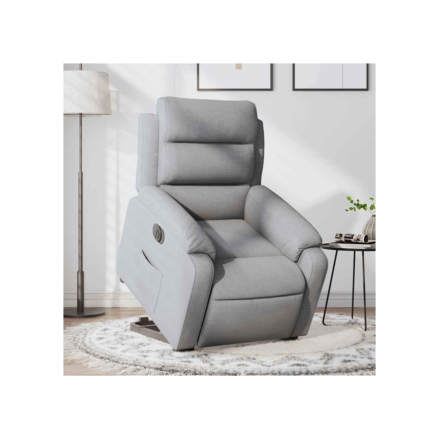 Fauteuil inclinable électrique gris clair tissu