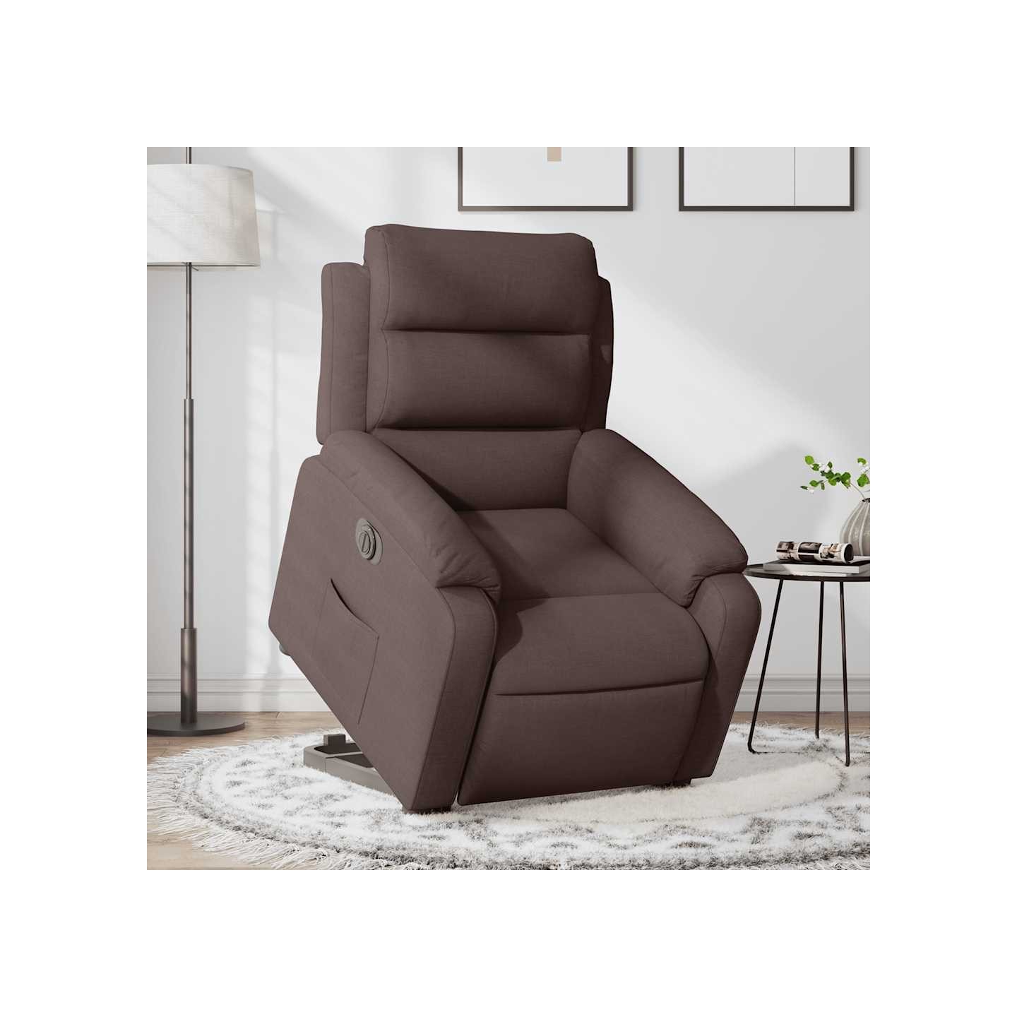 Fauteuil inclinable électrique marron foncé tissu