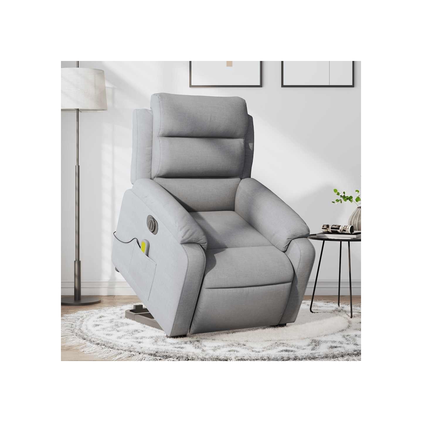 Fauteuil inclinable de massage électrique Gris clair Tissu