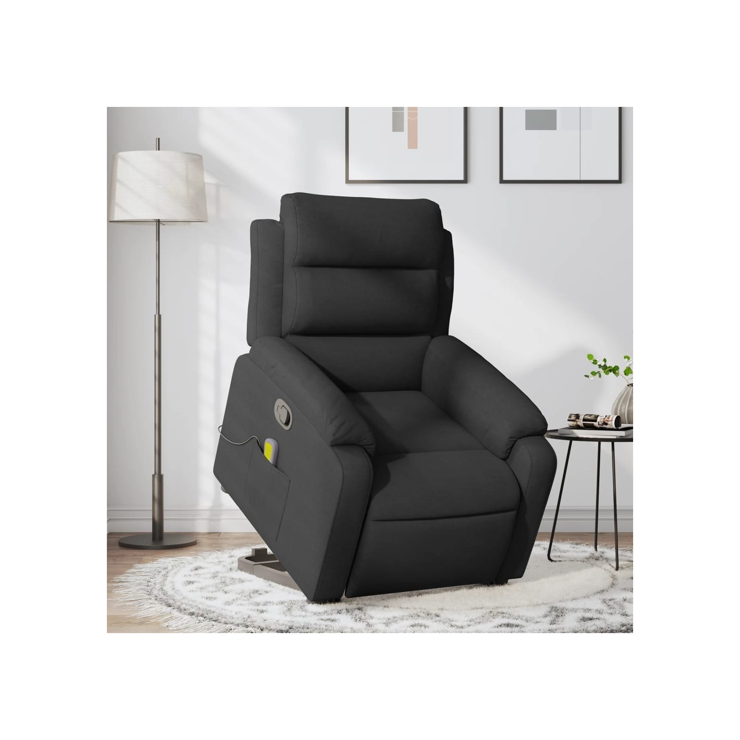 Fauteuil de massage inclinable Noir Tissu