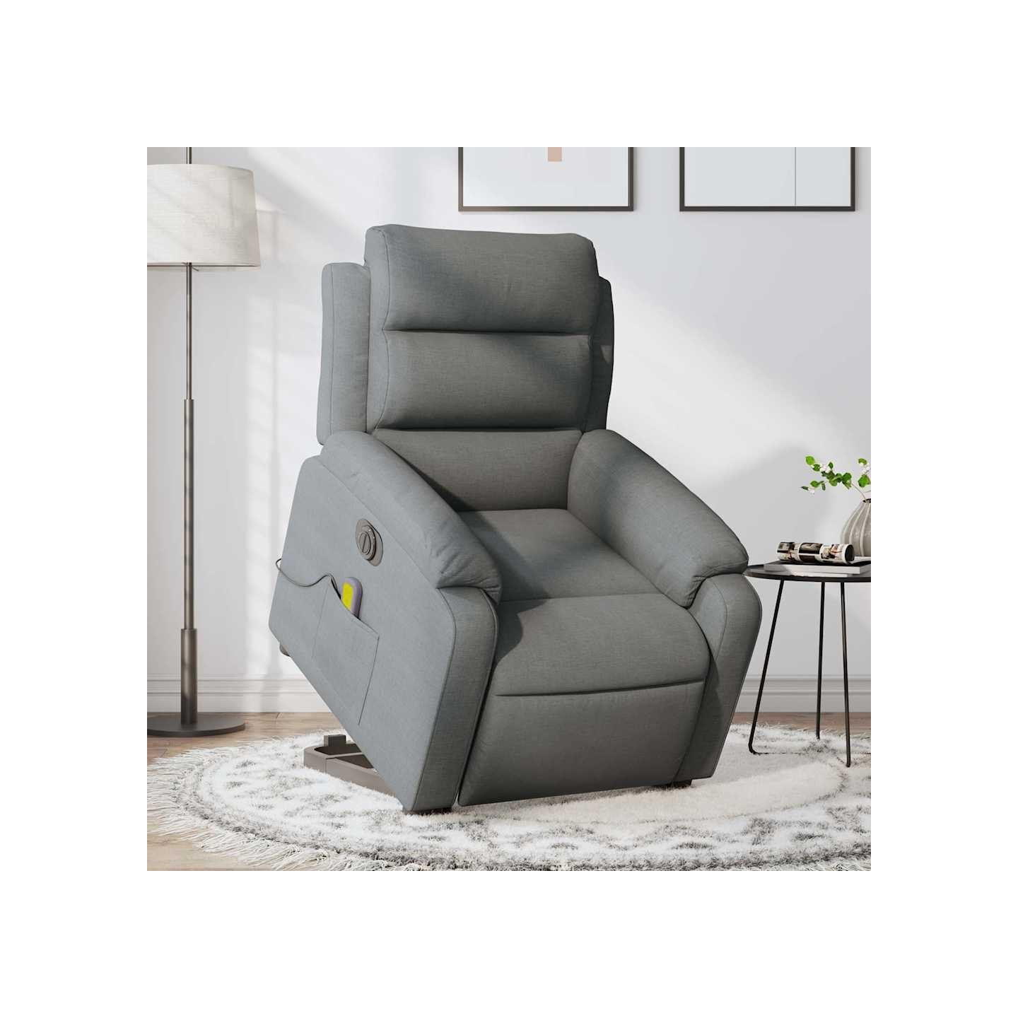 Fauteuil inclinable de massage électrique Gris foncé Tissu