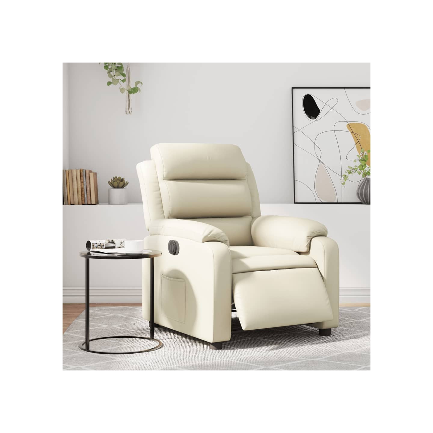 Fauteuil inclinable électrique Crème Similicuir