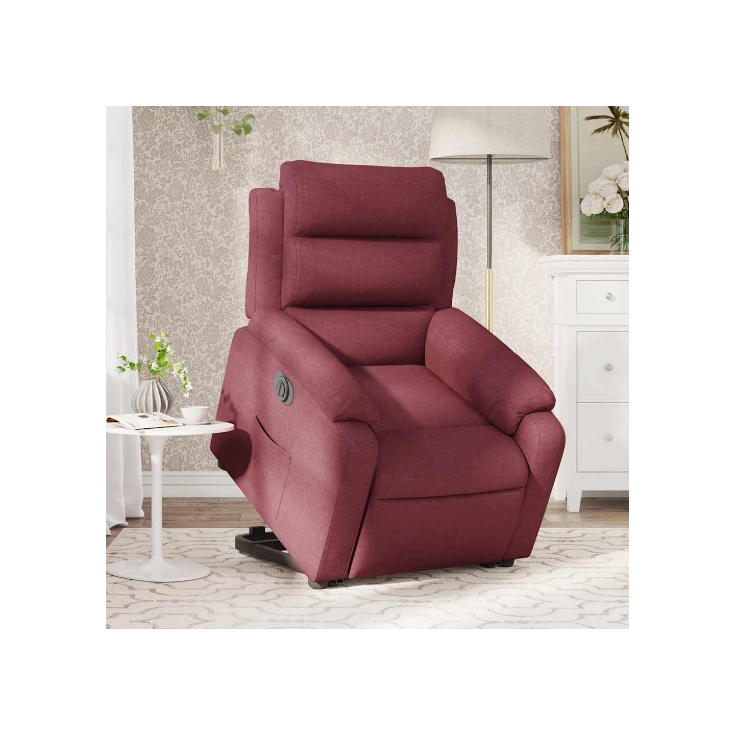 Fauteuil inclinable électrique rouge bordeaux tissu