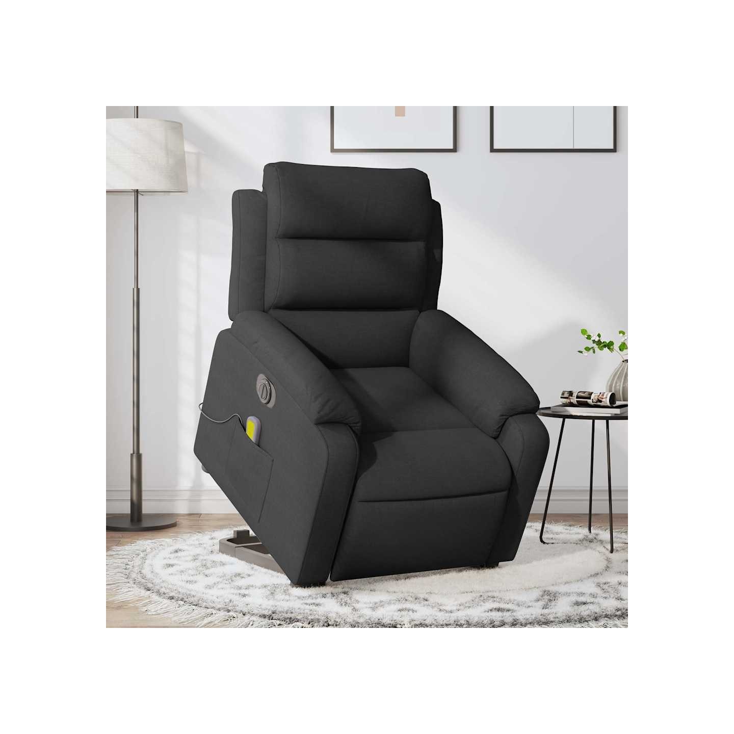 Fauteuil inclinable de massage électrique Noir Tissu
