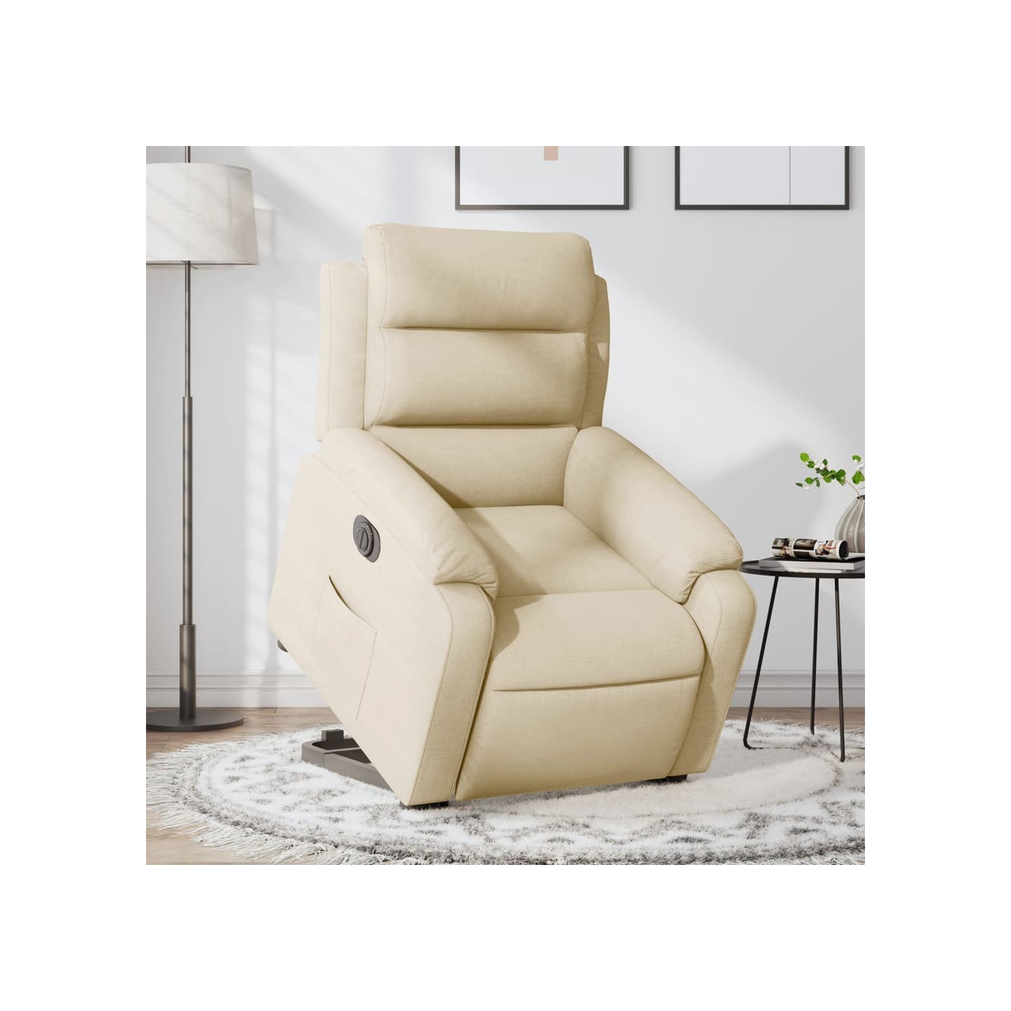 Fauteuil inclinable électrique crème tissu