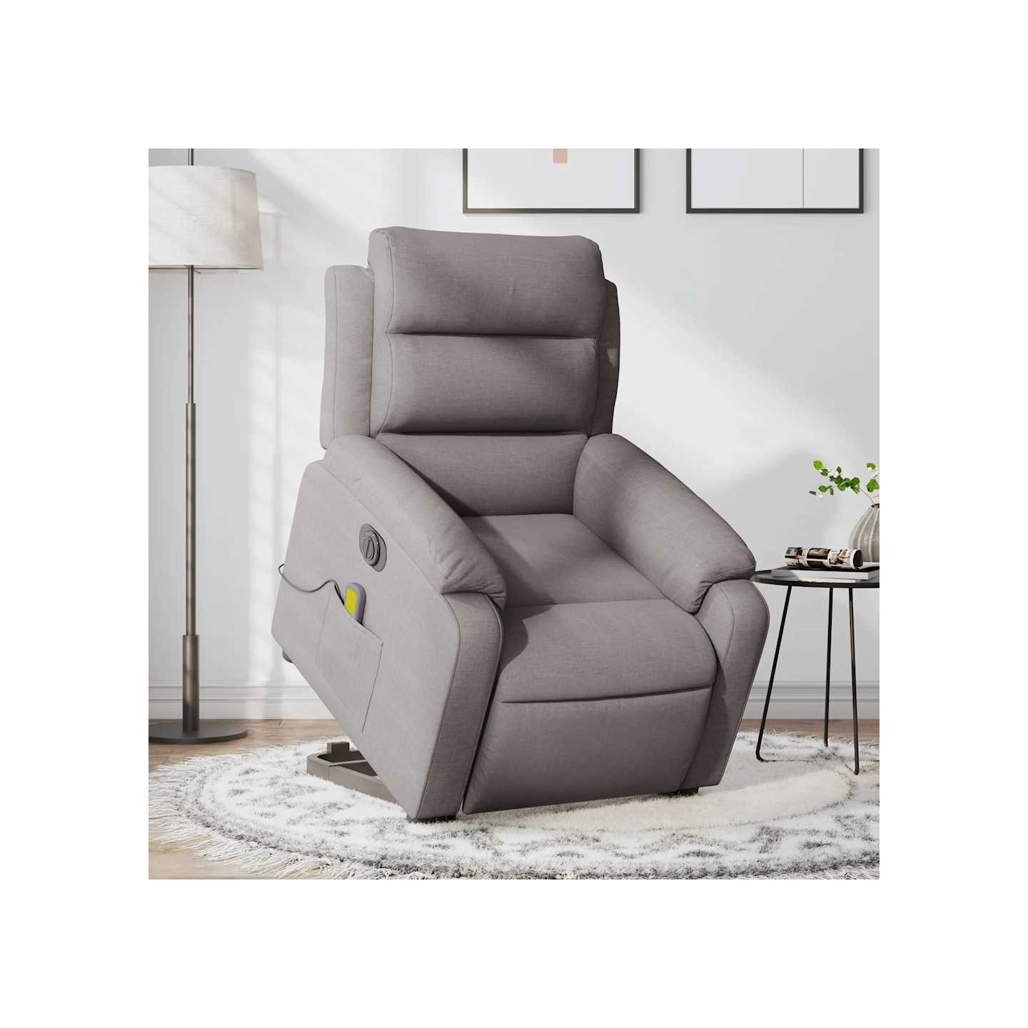 Fauteuil inclinable de massage électrique Taupe Tissu