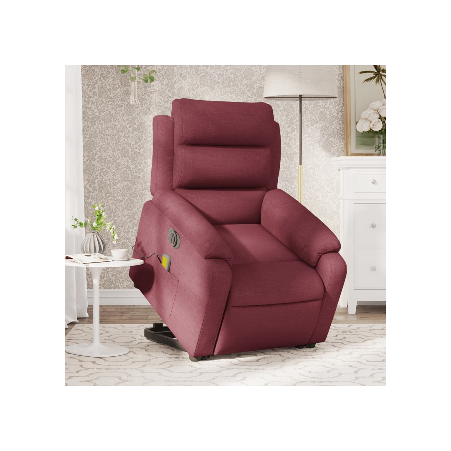 Fauteuil inclinable de massage électrique Rouge bordeaux Tissu