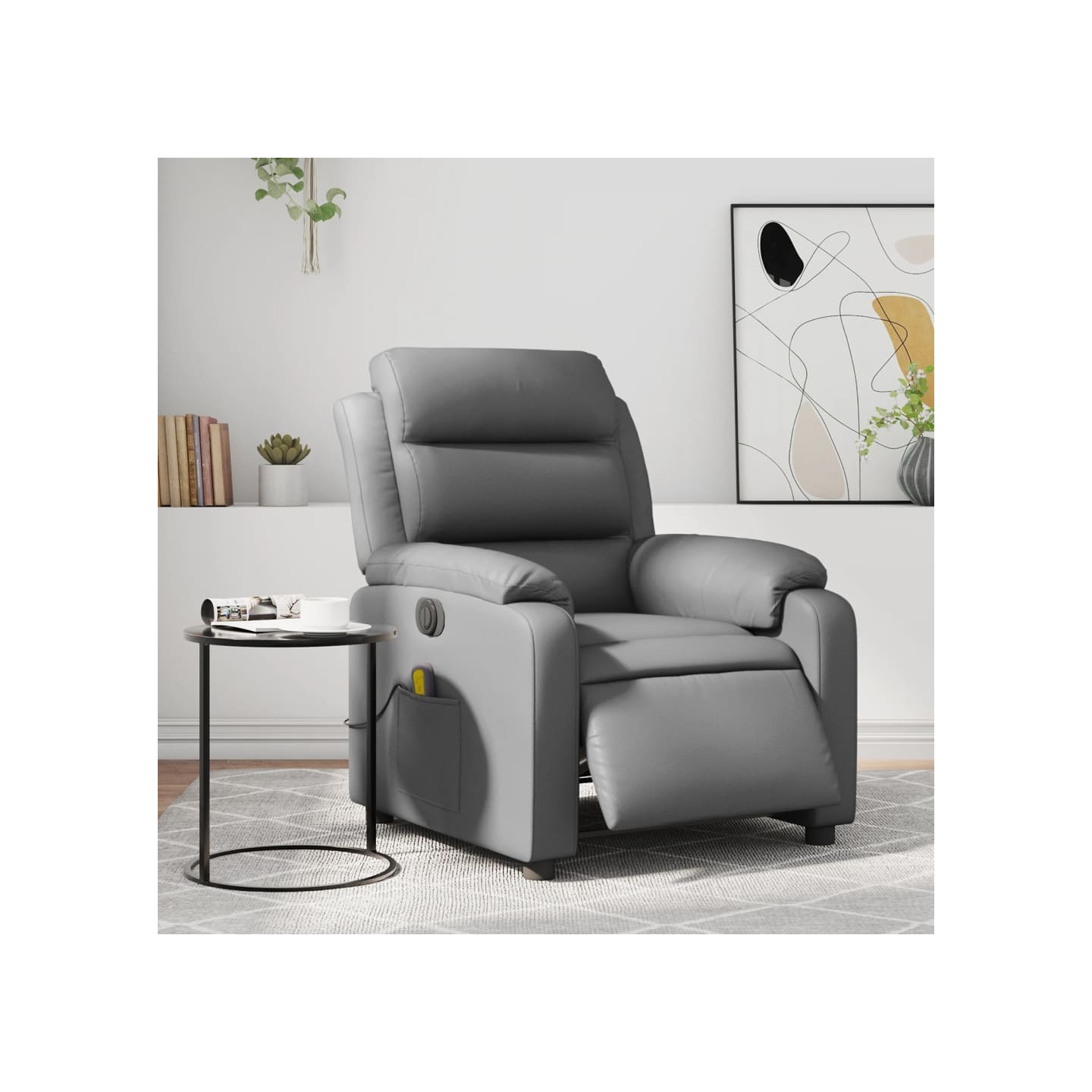 Fauteuil de massage inclinable électrique gris similicuir