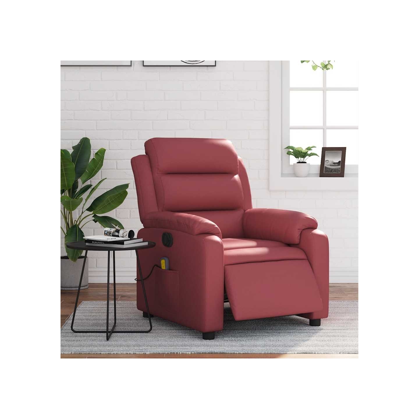 Fauteuil de massage inclinable électrique rouge bordeaux