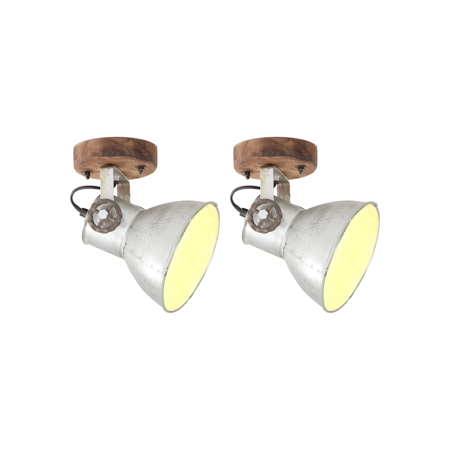 Lampe murale industrielle/plafonnier 2 pcs Argenté 20x25 cm E27