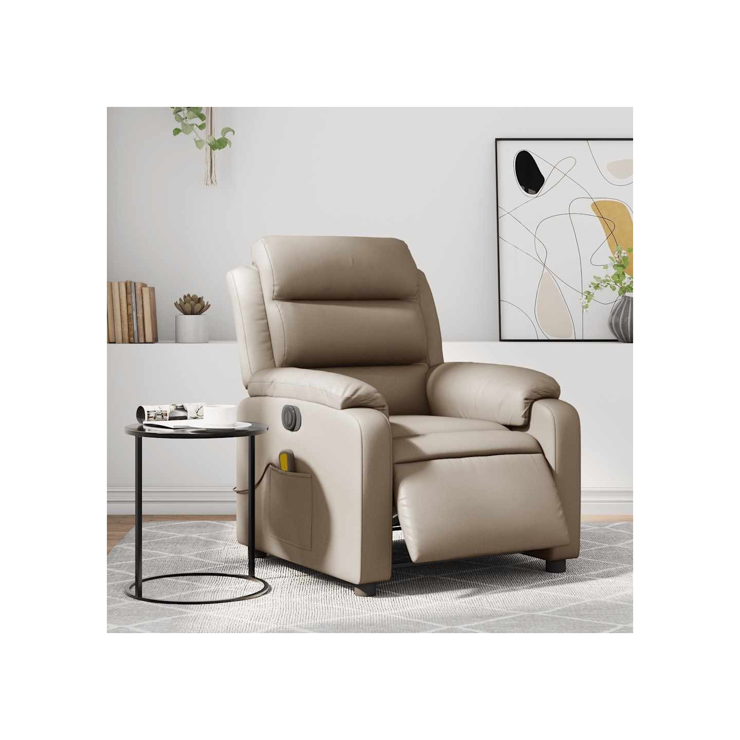 Fauteuil de massage inclinable électrique cappuccino similicuir