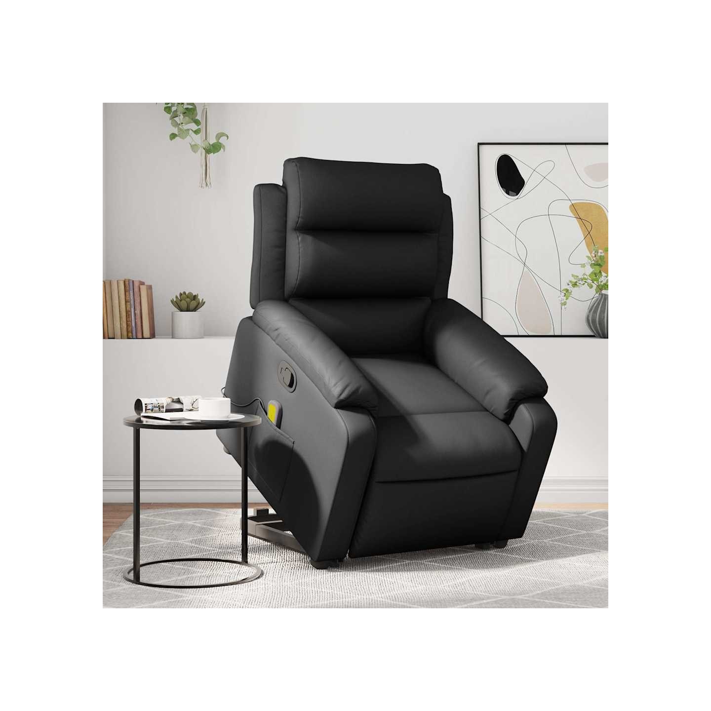 Fauteuil inclinable de massage Noir Similicuir
