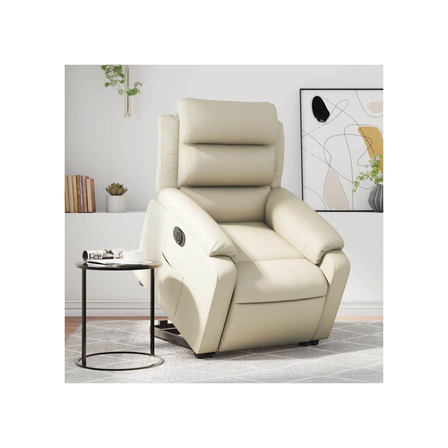 Fauteuil inclinable électrique crème similicuir
