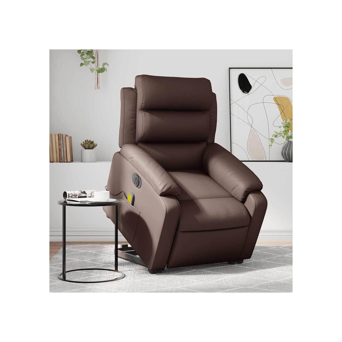 Fauteuil inclinable de massage électrique marron similicuir