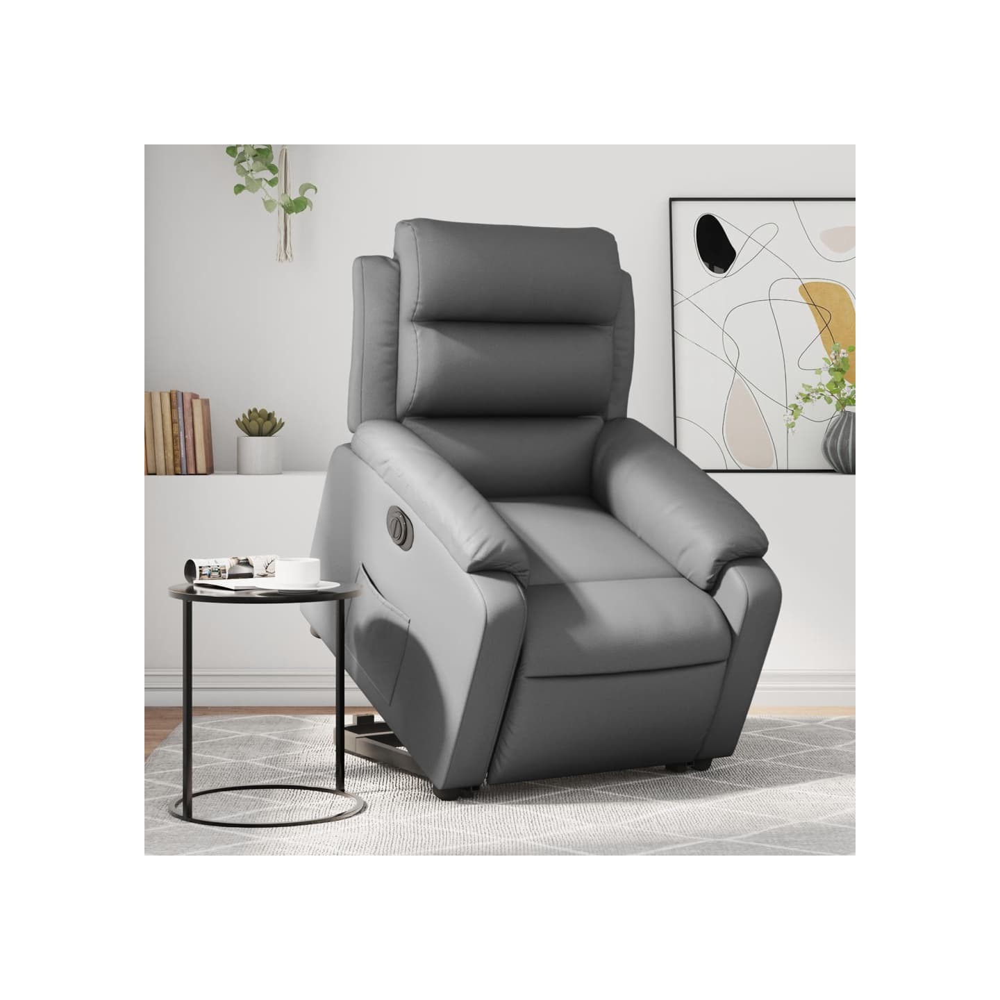 Fauteuil inclinable électrique gris similicuir