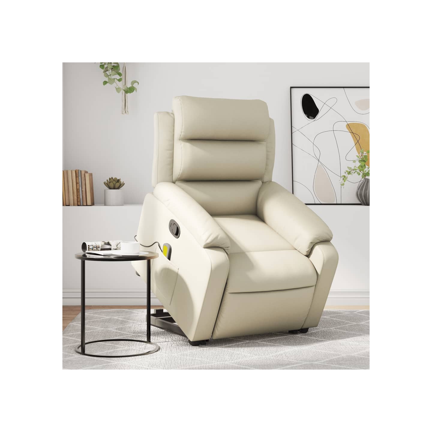 Fauteuil inclinable de massage Crème Similicuir