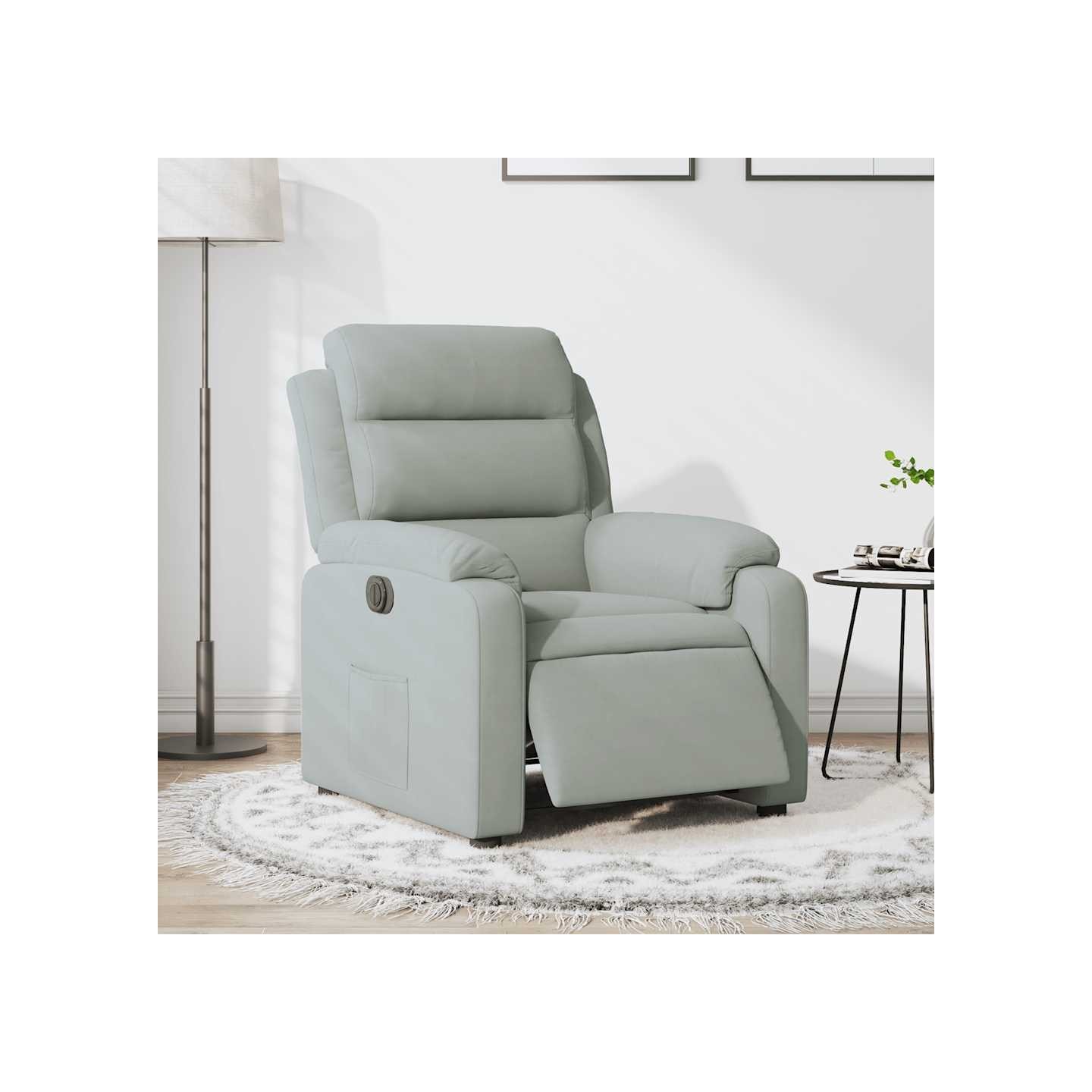 Fauteuil inclinable électrique gris clair velours