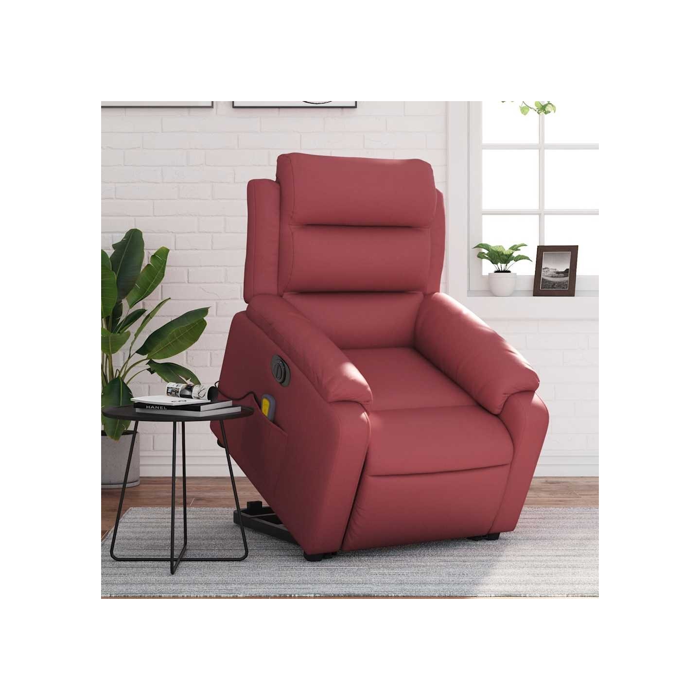 Fauteuil inclinable de massage électrique rouge bordeaux