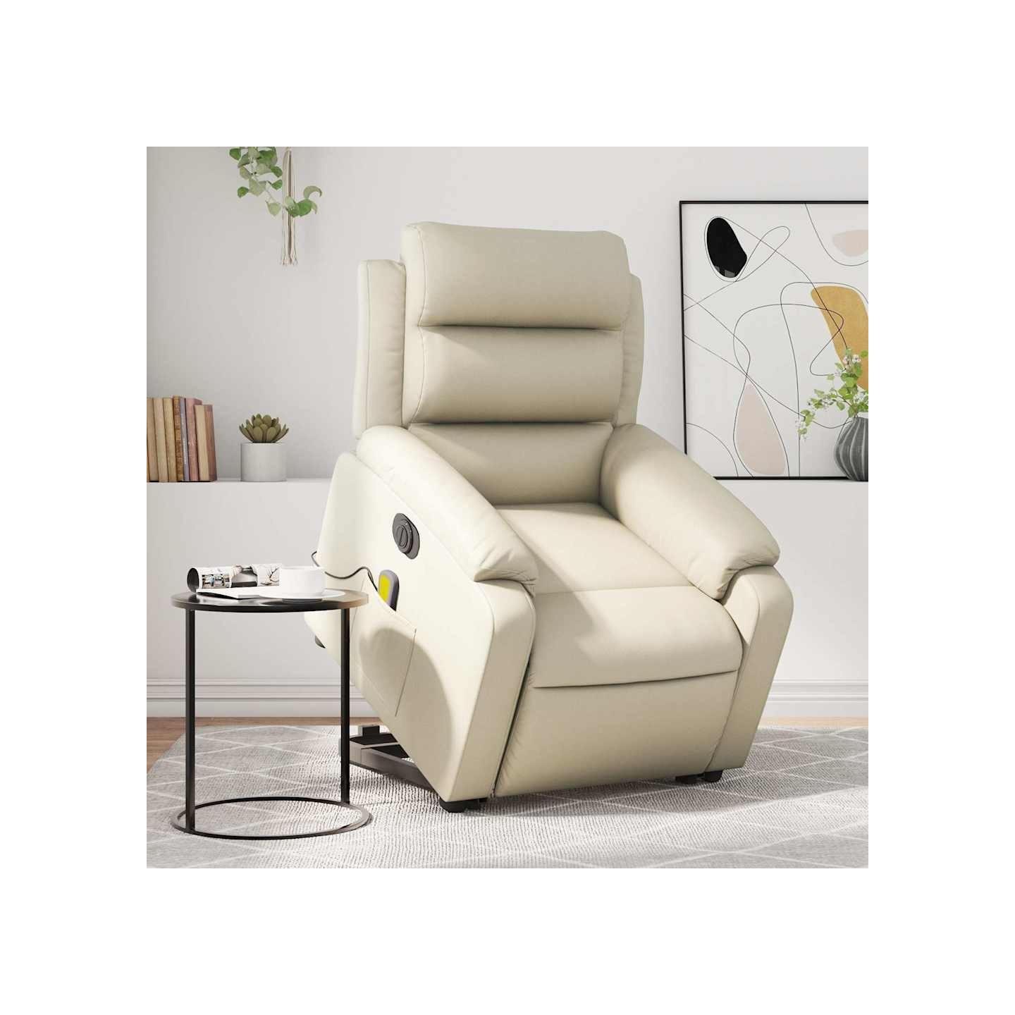 Fauteuil inclinable de massage électrique crème similicuir