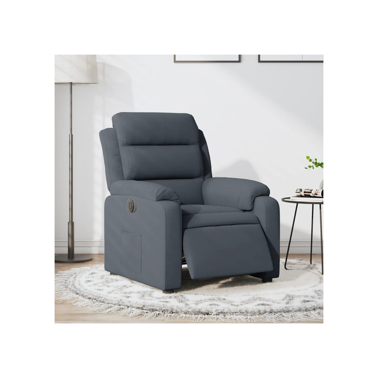 Fauteuil inclinable électrique Gris foncé Velours