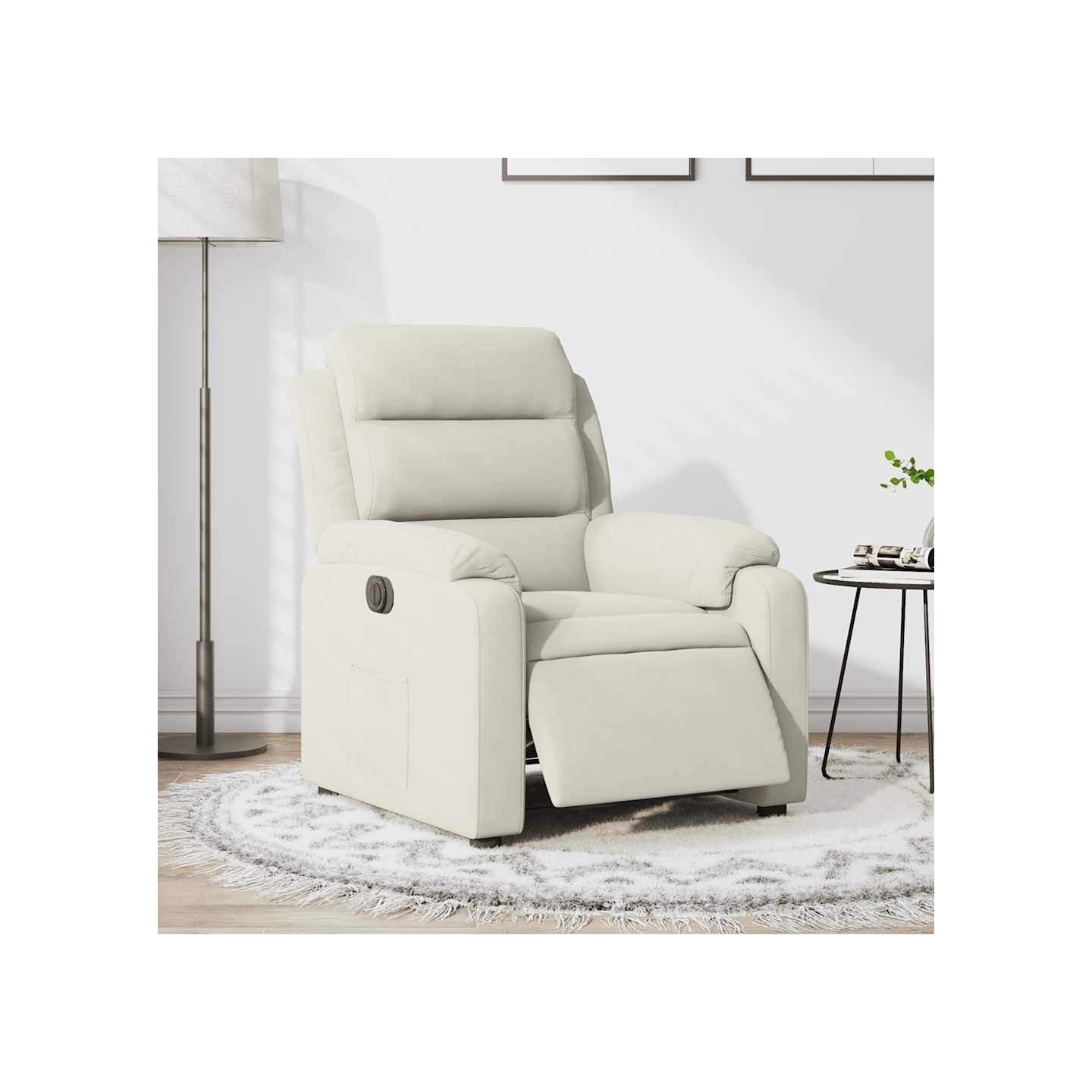 Fauteuil inclinable électrique Crème Velours