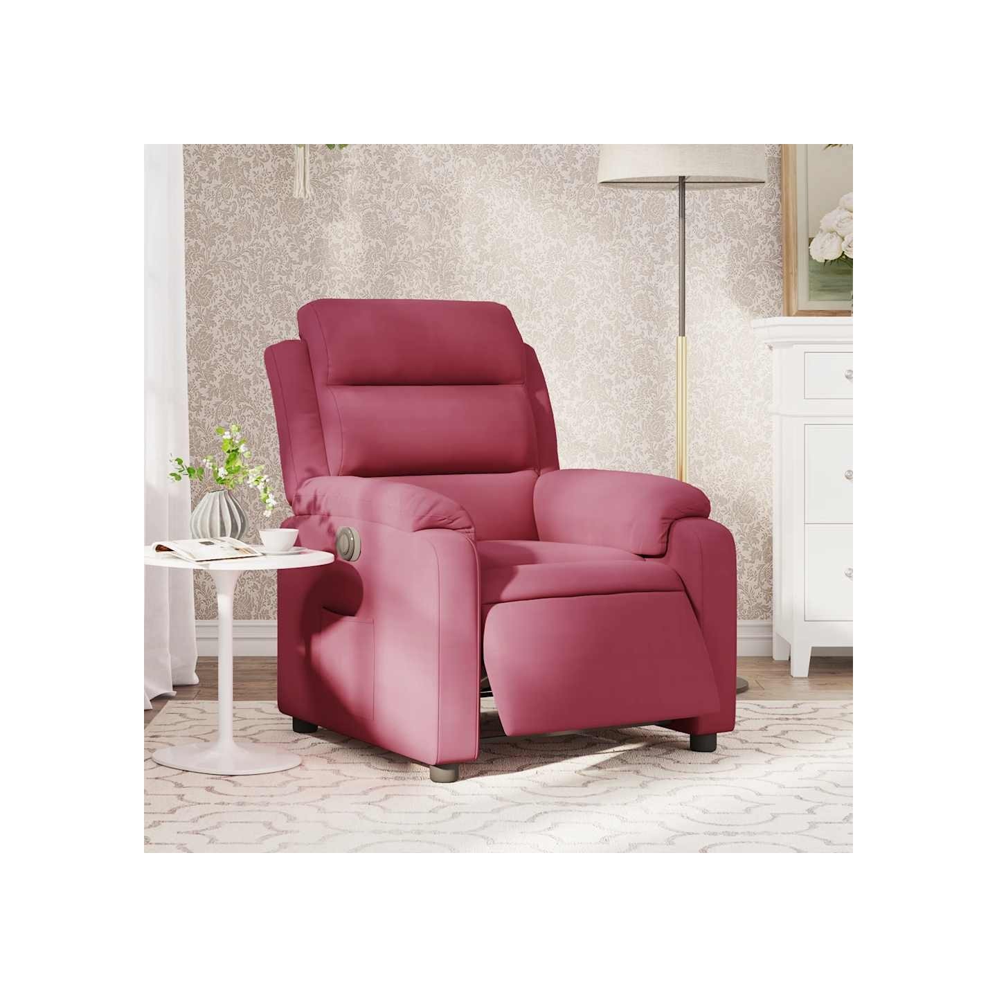 Fauteuil inclinable électrique rouge bordeaux velours