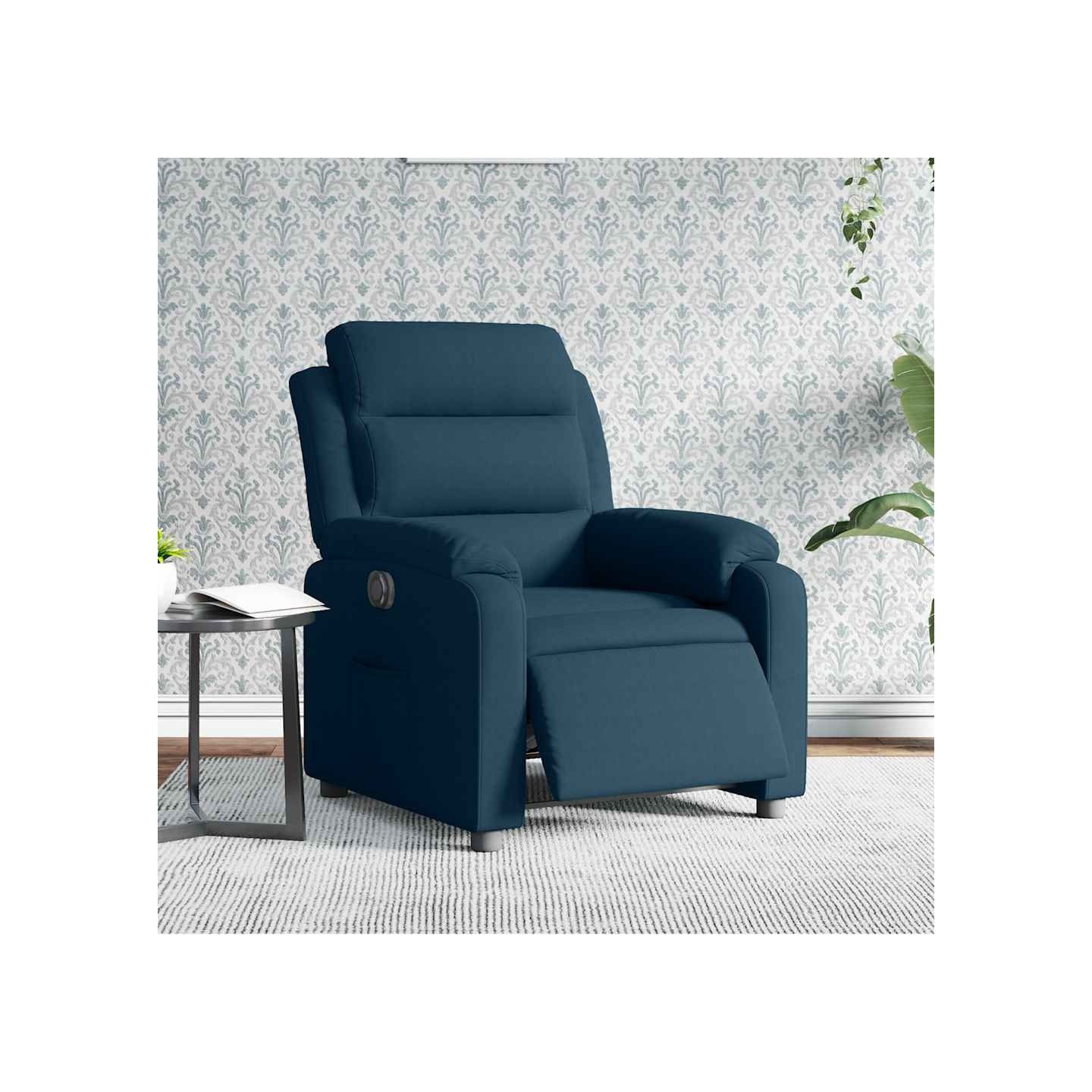 Fauteuil inclinable électrique bleu velours