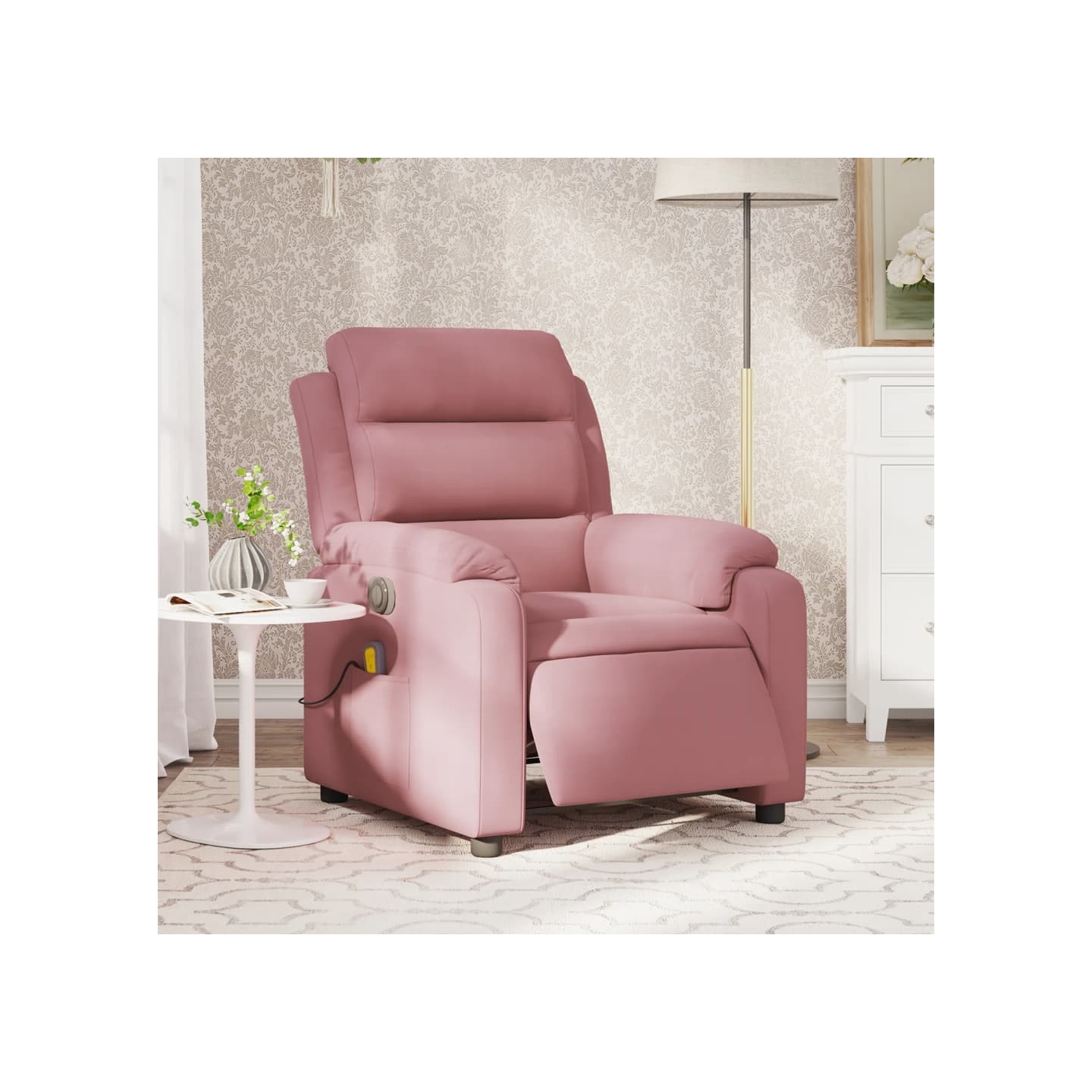 Fauteuil inclinable de massage électrique rose velours