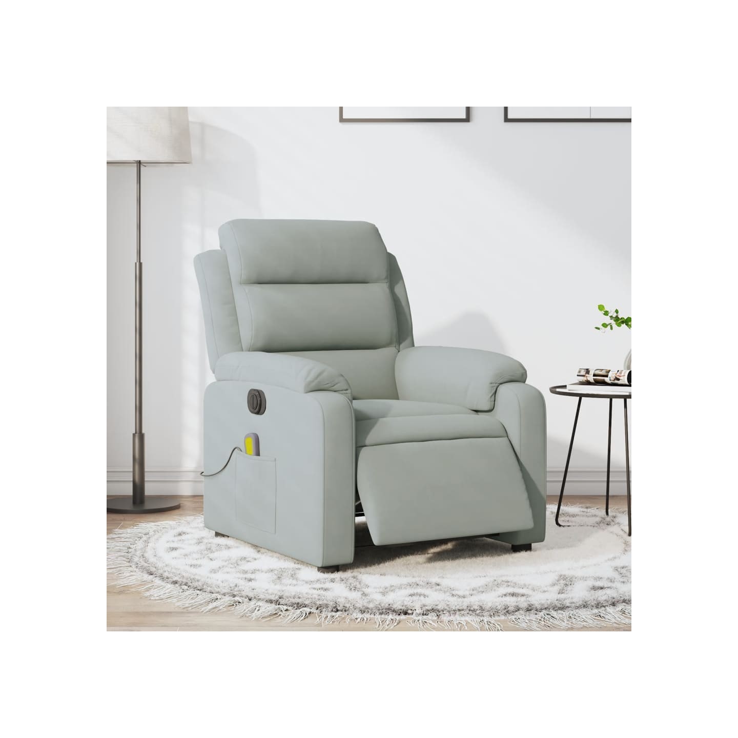 Fauteuil inclinable électrique de massage gris clair velours