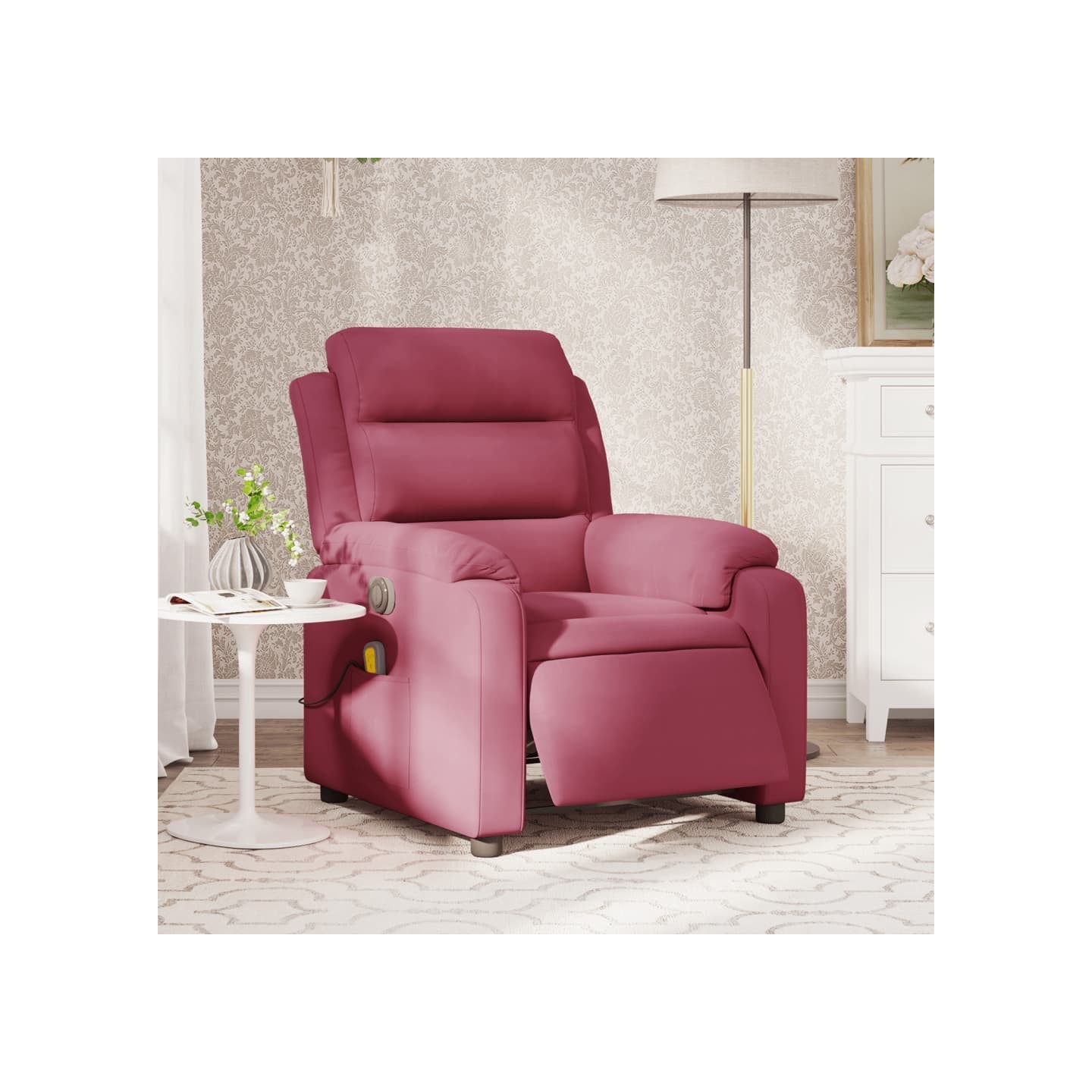 Fauteuil inclinable massage électrique rouge bordeaux velours