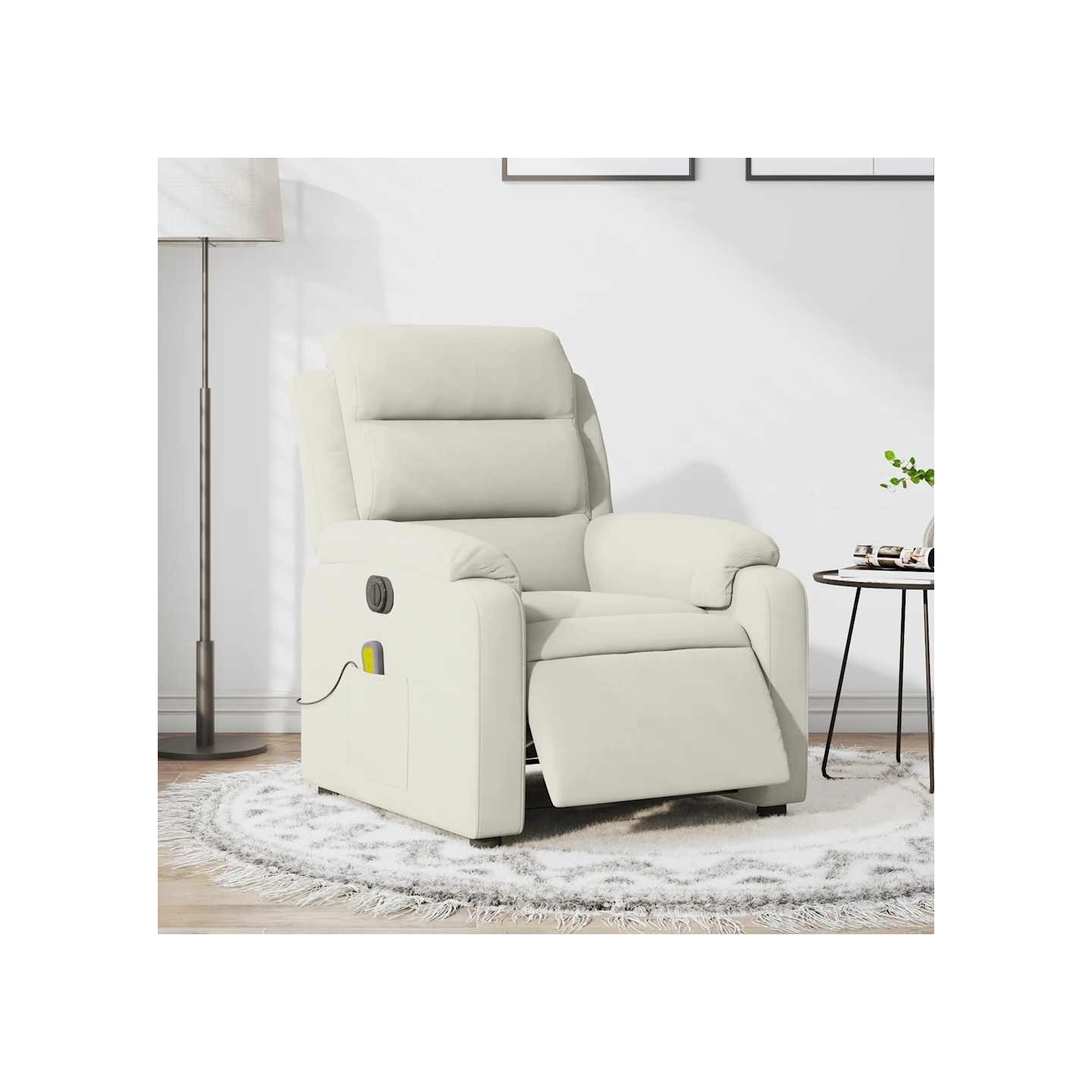 Fauteuil inclinable de massage électrique crème velours
