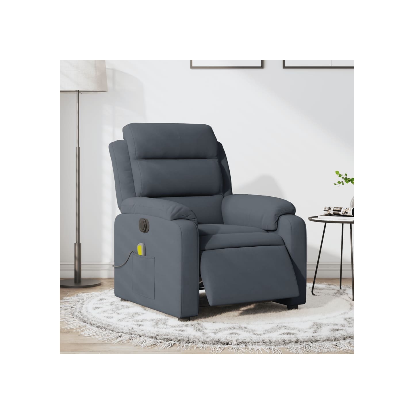 Fauteuil inclinable de massage électrique gris foncé velours