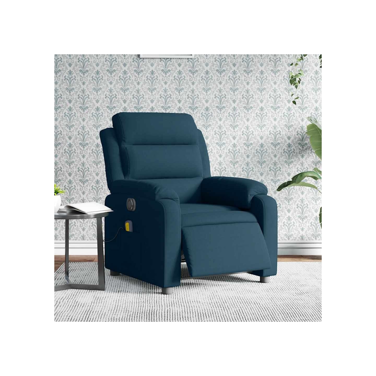 Fauteuil inclinable de massage électrique bleu velours