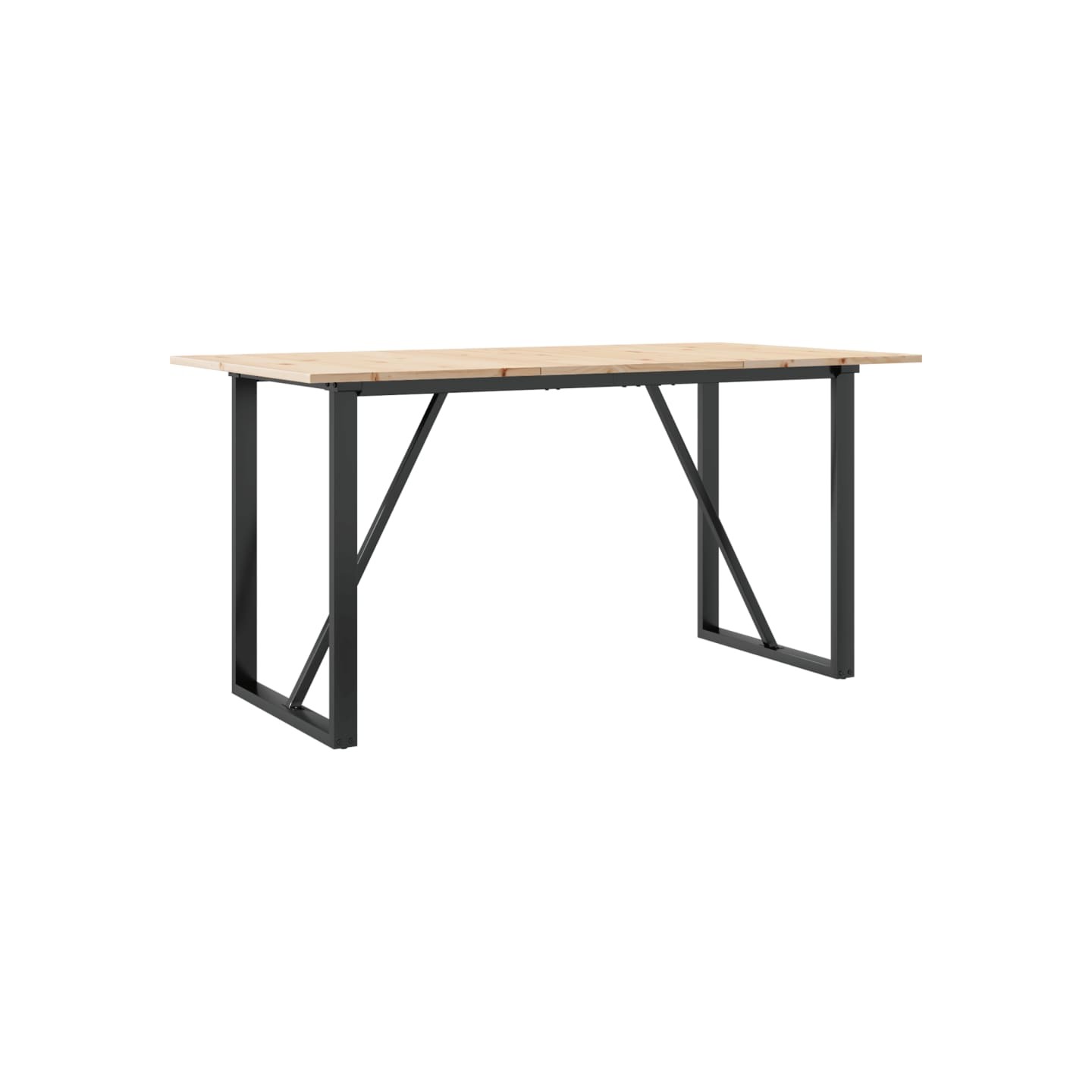 Table à manger cadre en O 140x80x75 cm bois de pin massif acier