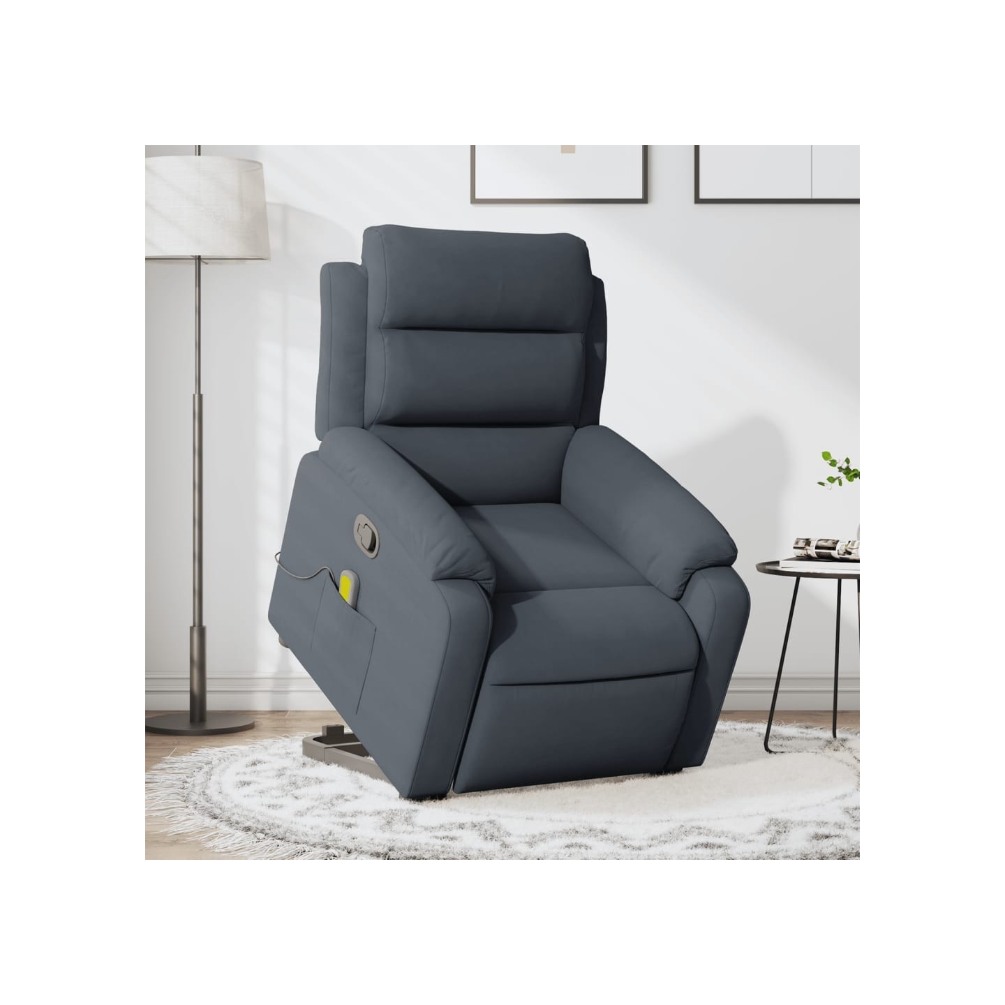 Fauteuil de massage inclinable Gris foncé Velours