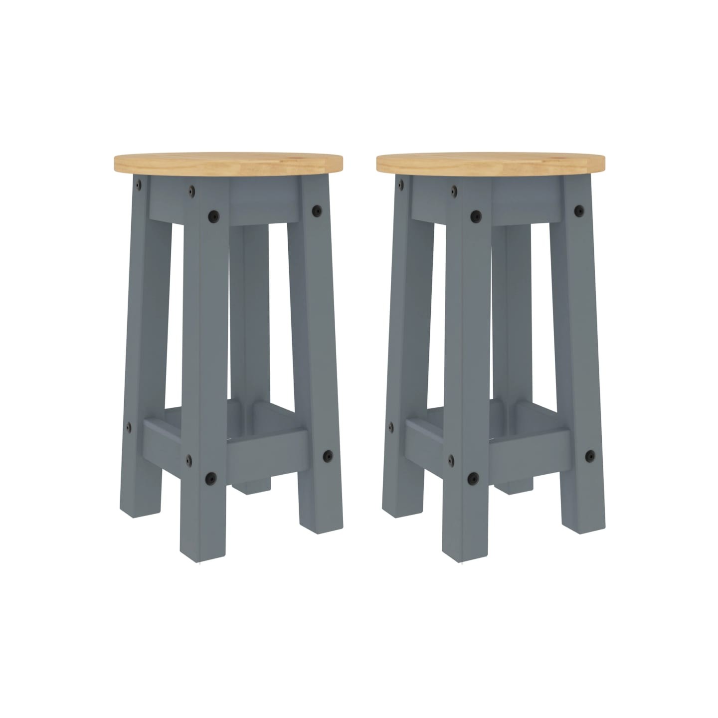 Tabourets de bar lot de 2 gris bois massif de pin