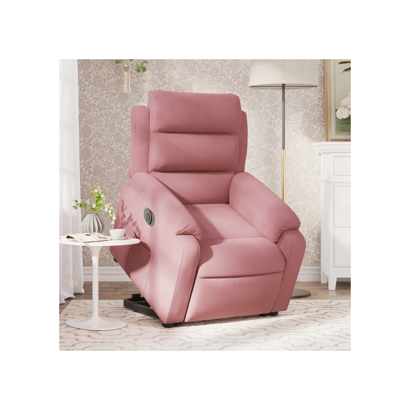 Fauteuil inclinable électrique rose velours