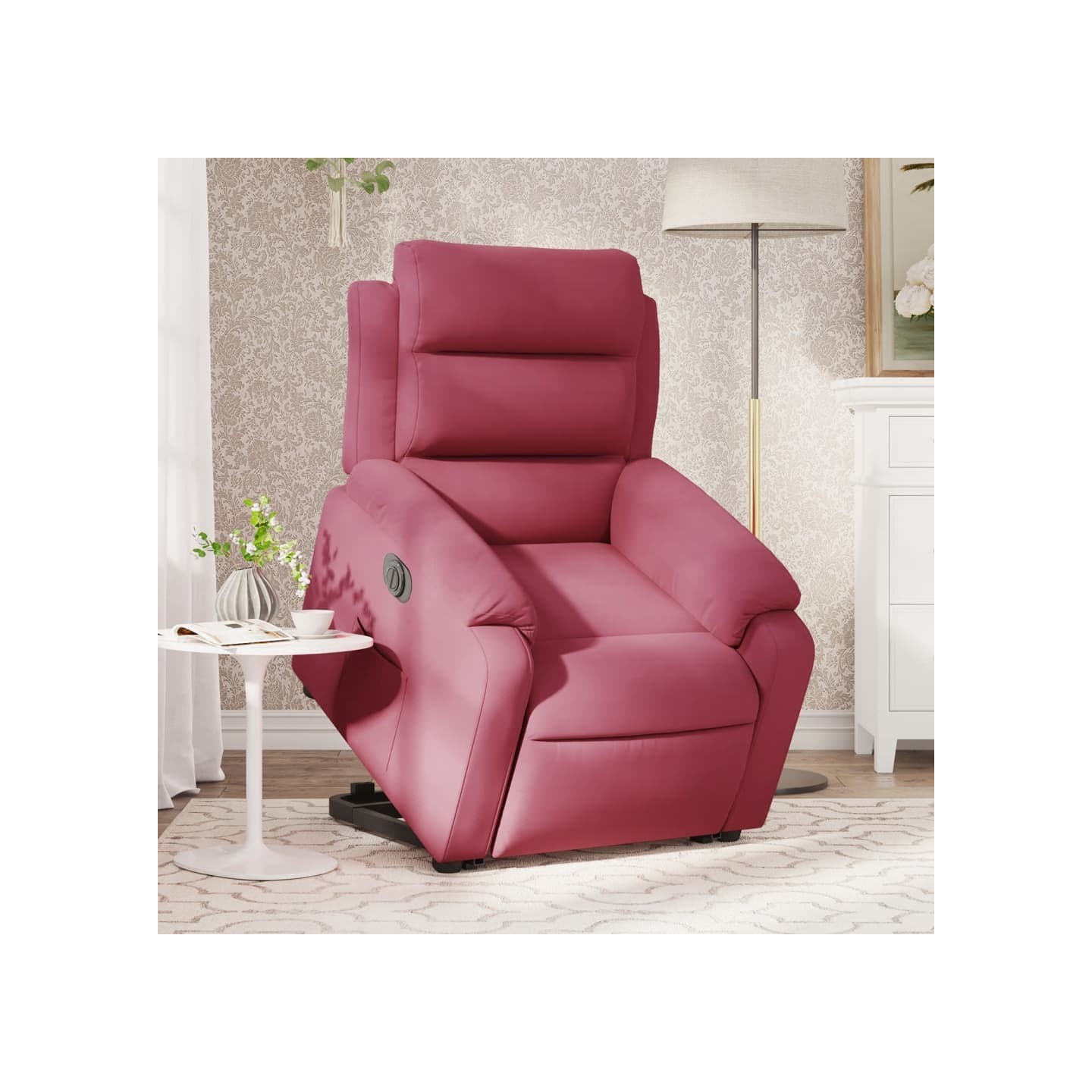 Fauteuil inclinable électrique rouge bordeaux velours