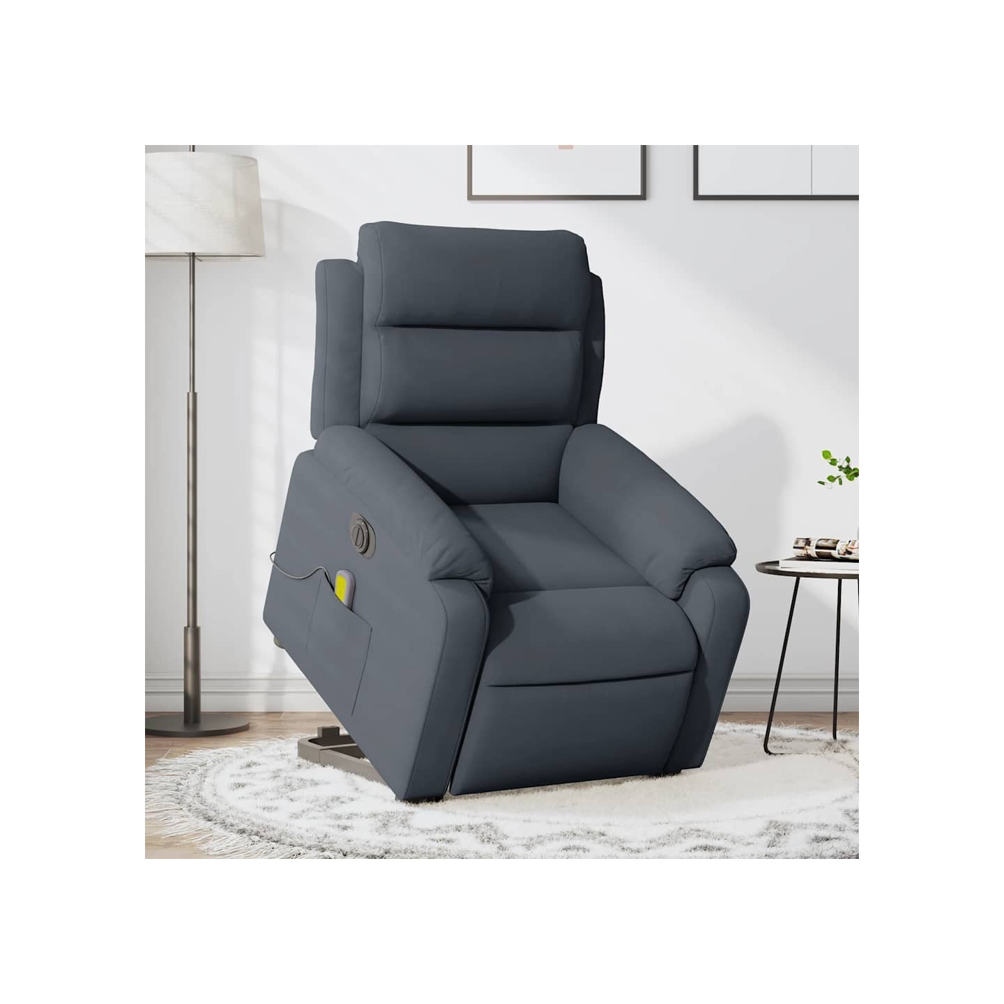 Fauteuil inclinable de massage électrique gris foncé velours
