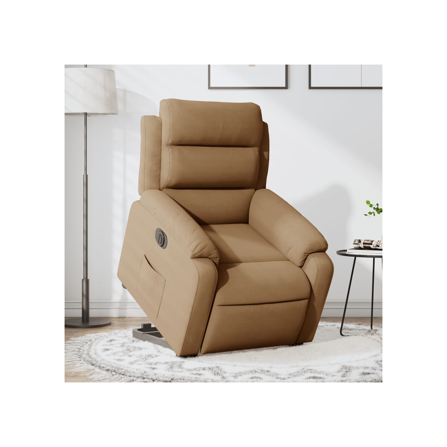 Fauteuil inclinable électrique marron velours
