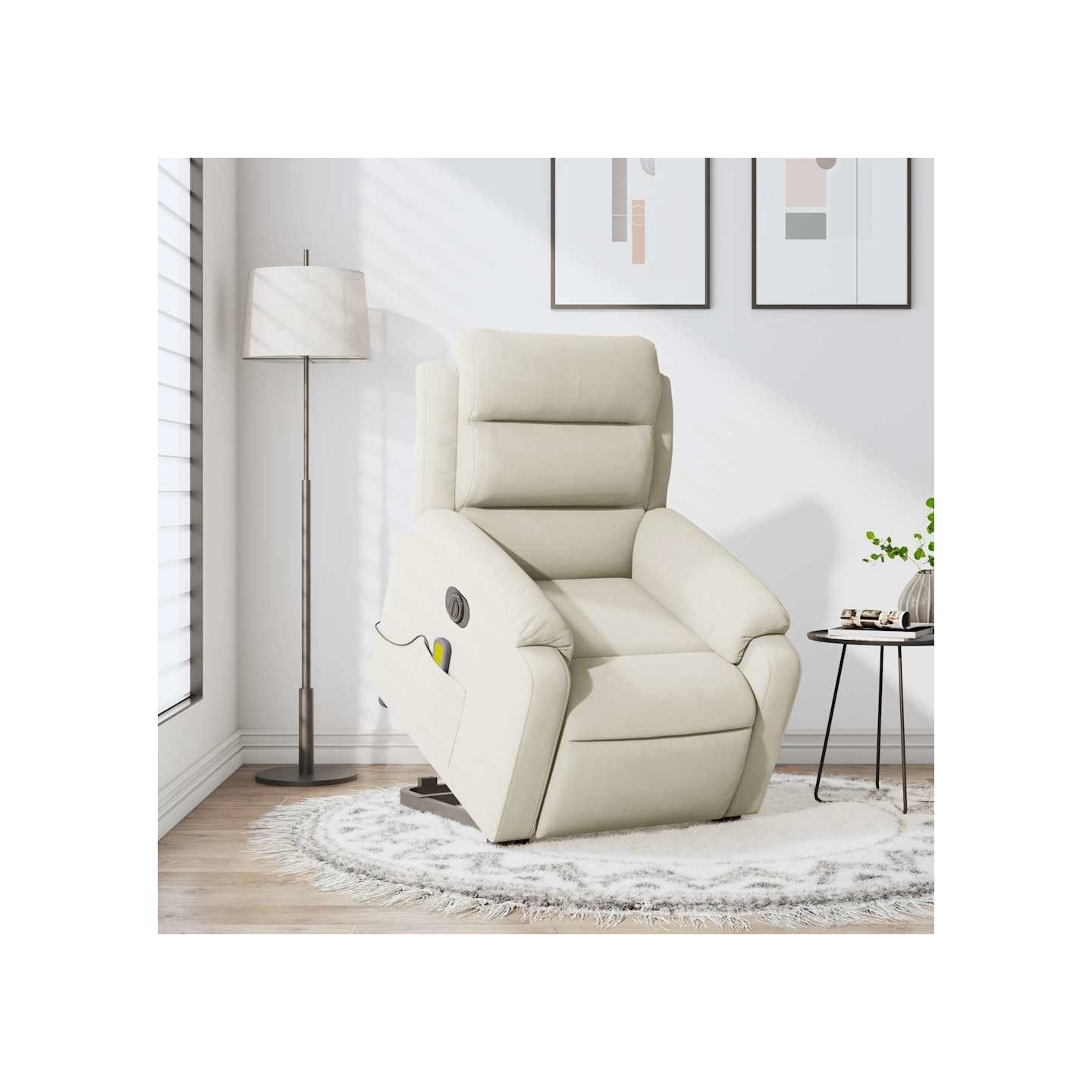 Fauteuil inclinable de massage électrique crème velours