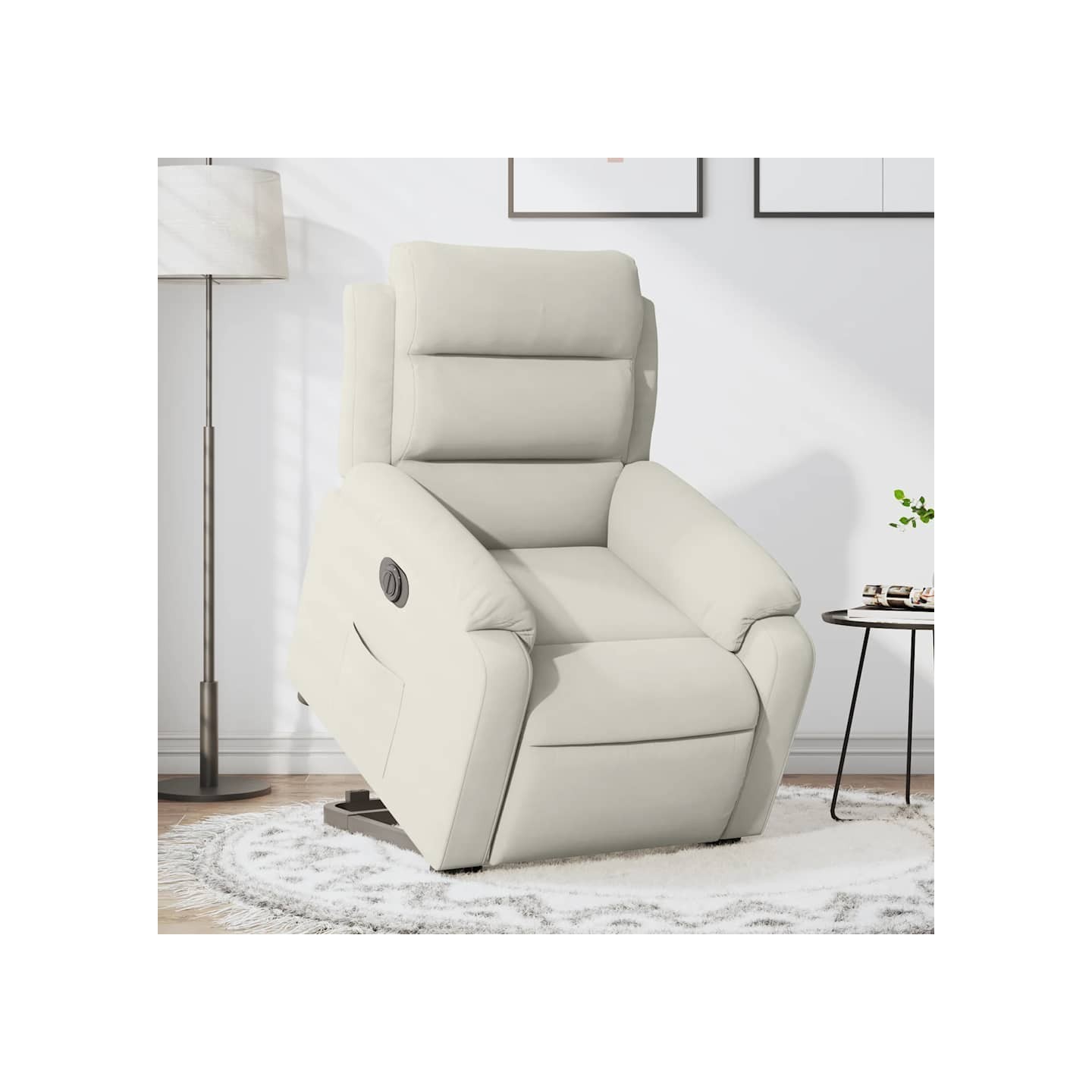 Fauteuil inclinable électrique crème velours
